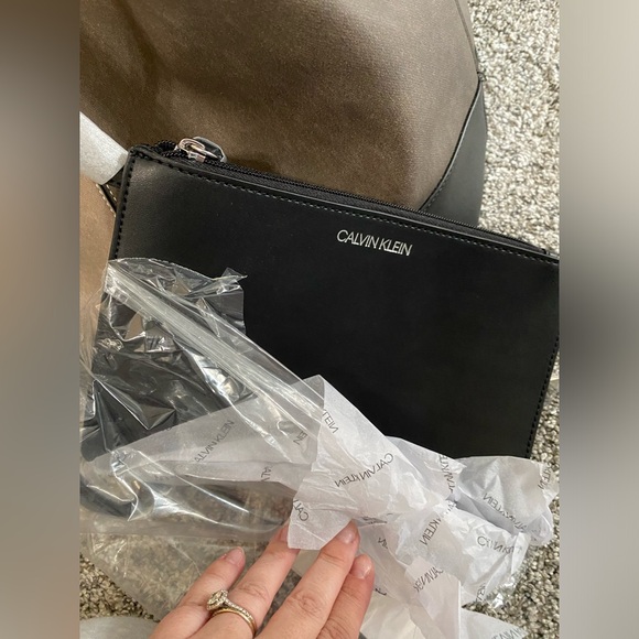 Calvin Klein Black and Tan Bucket Bag